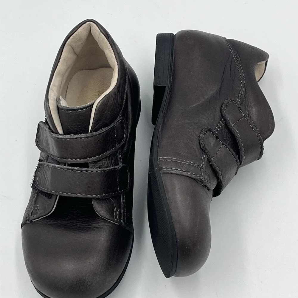 Brown Leather Kids Shoe Hook & Loop Straps 8.5 EUR 25 Made In Italy Gallucci